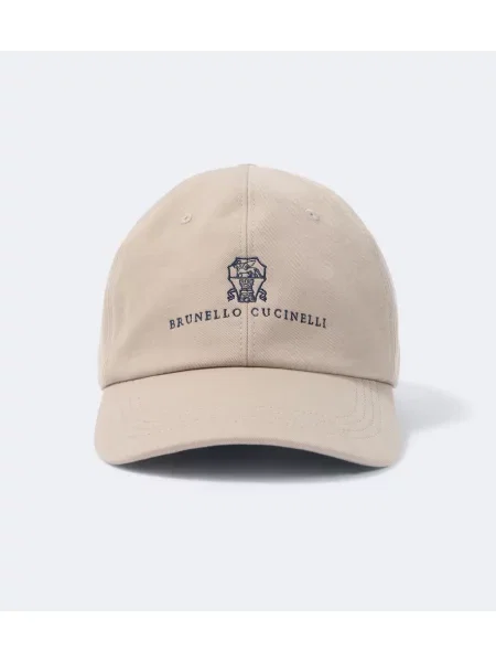 Șapcă Brunello Cucinelli din canvas cu autograf bej