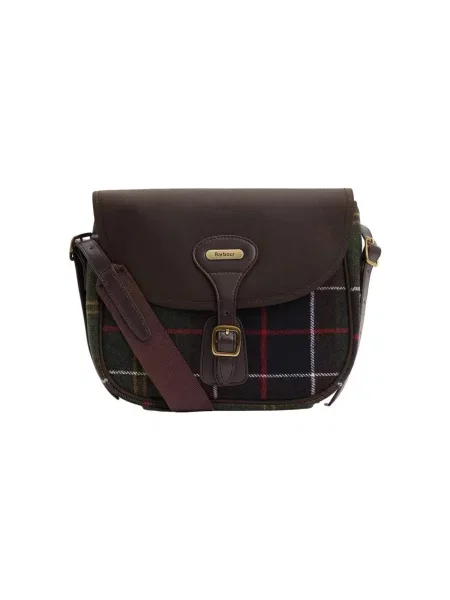 Geanta crossbody Barbour de lână în carouri clasică maro