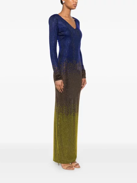 Rochie maxi Miron cu decolteu în V albastru