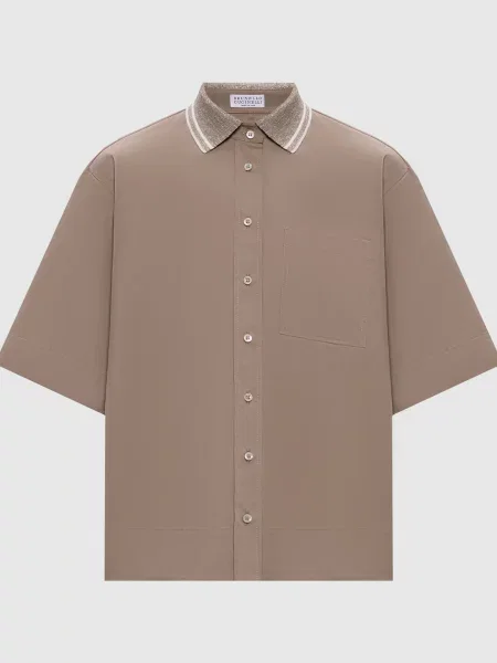 Сорочка з люрексом Brunello Cucinelli коричнева