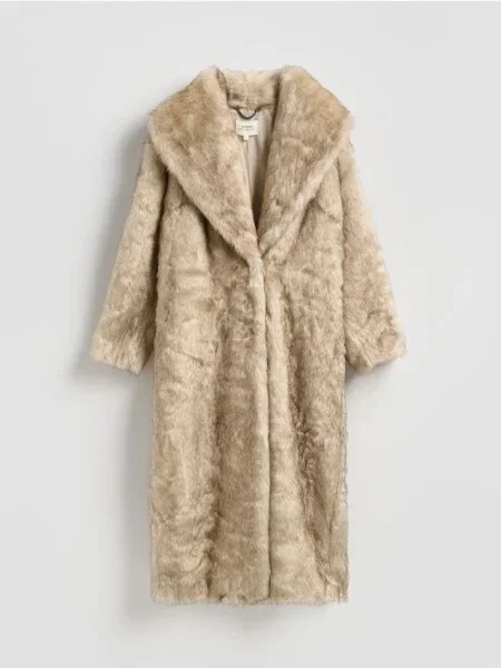 Reserved Płaszcz z imitacji futra wielobarwny