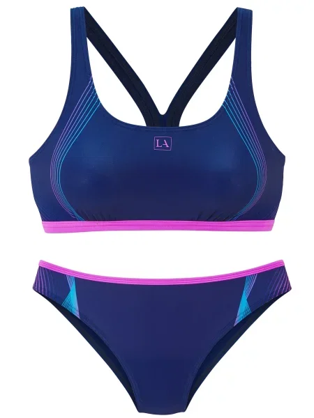 LASCANA ACTIVE Costum de baie două piese marin / azur / fucsia albastru