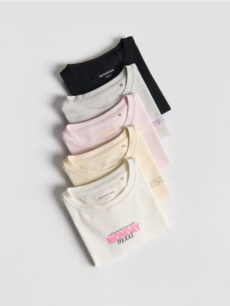 Reserved t-shirt 5 pack wielobarwny