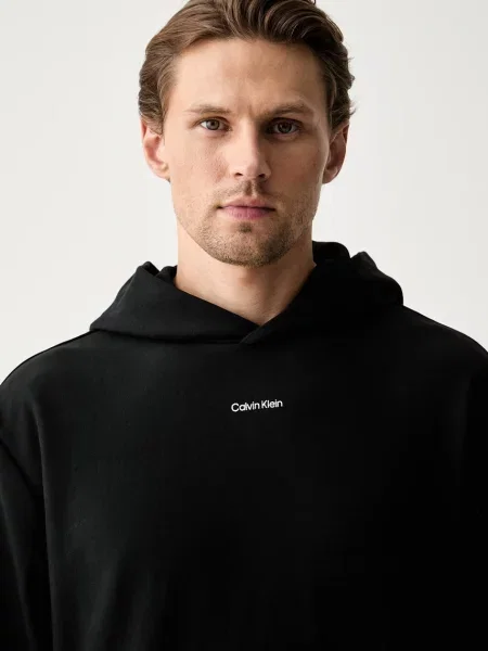 Calvin Klein kapucnis melegítőfelső férfi pamuttal fekete