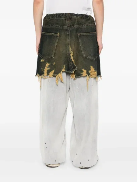 Pantaloni Maison Mihara Yasuhiro zdrențuiți albastru