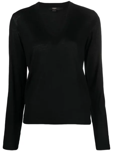 Pulover Seventy de lână cu decolteu în V negru