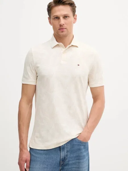 Bombažen polo Tommy Hilfiger bež