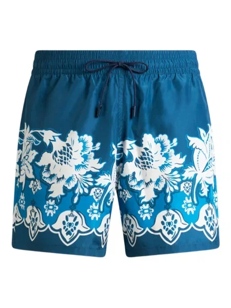 Slip de baie Etro cu model floral cu imagine albastru