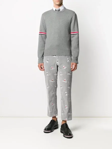Megztinis Thom Browne apvaliu kaklu pilka