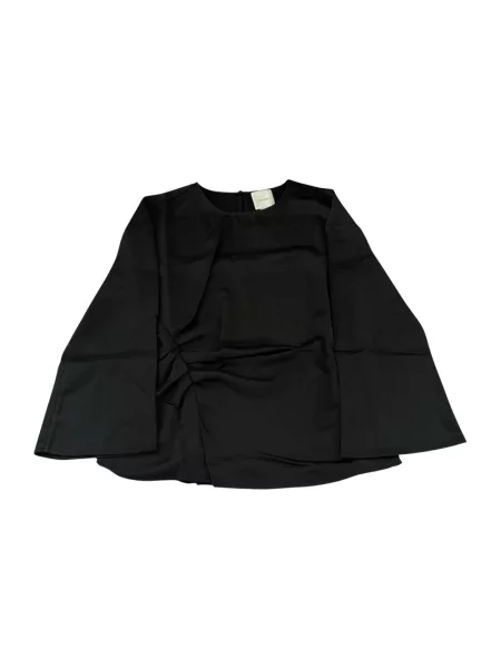 Satynowa bluzka Calvin Klein z falbankami czarna
