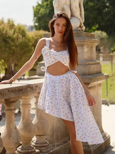 Лляна Спідниця міді Shape of Angel білий/рожевий біла