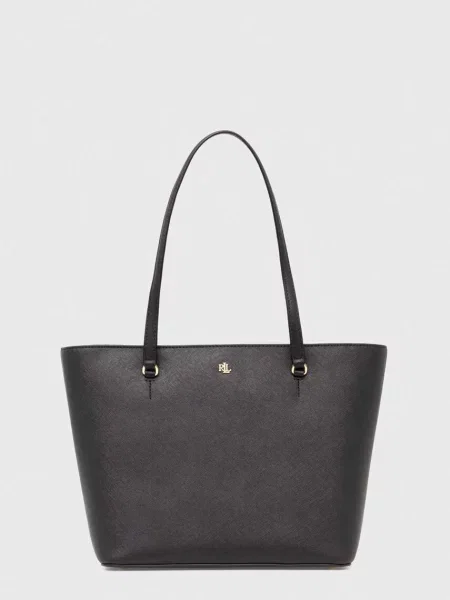 Geanta de piele Lauren Ralph Lauren din piele negru
