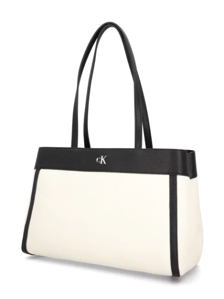 Plátěná kabelka Calvin Klein bílá
