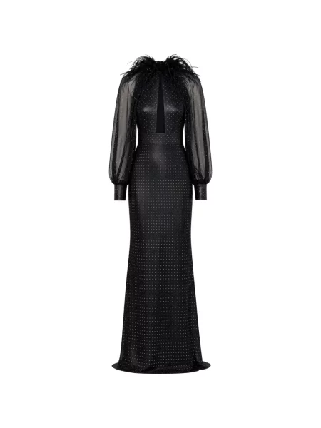 Rochie Gemy Maalouf cu pene negru