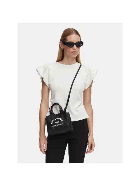 Karl Lagerfeld Ročna torbica Rue St-Guillaume / bela črna