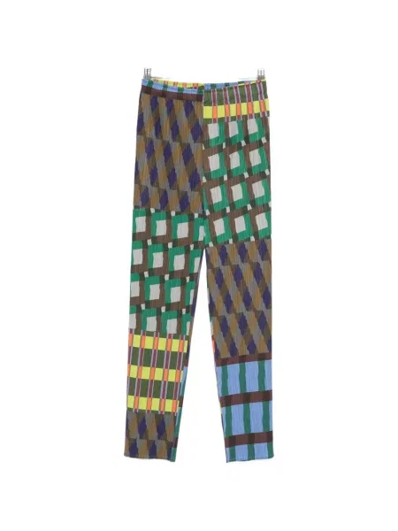 Pantaloni Pleats Please Issey Miyake cu imagine plisate maro