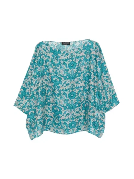 Jedwabna bluzka Gianluca Capannolo z nadrukiem niebieska