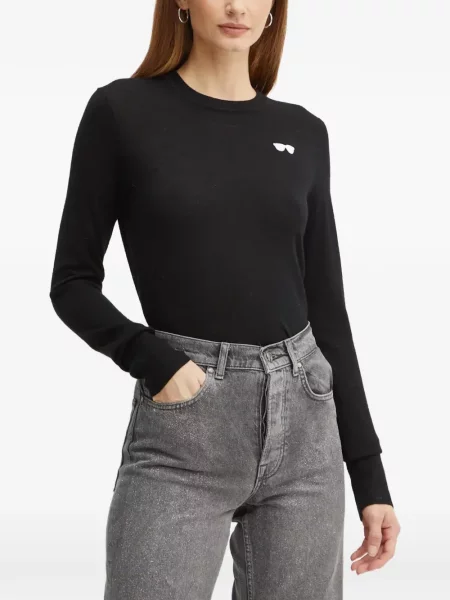 Top Karl Lagerfeld cu broderie negru