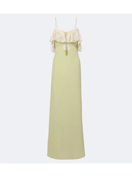 Rochie maxi Chloé de mătase verde