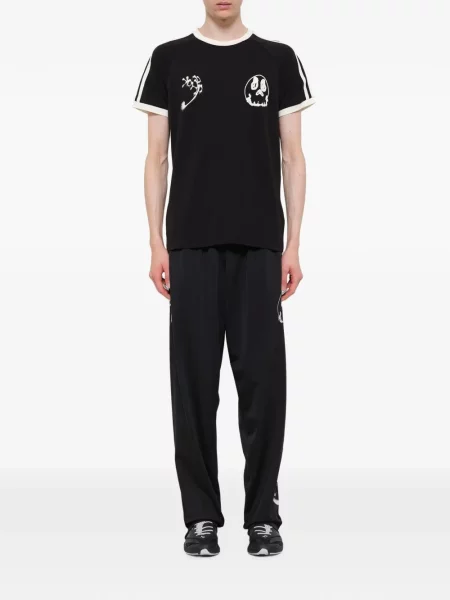 Tricou Y-3 cu dungi cu imagine negru