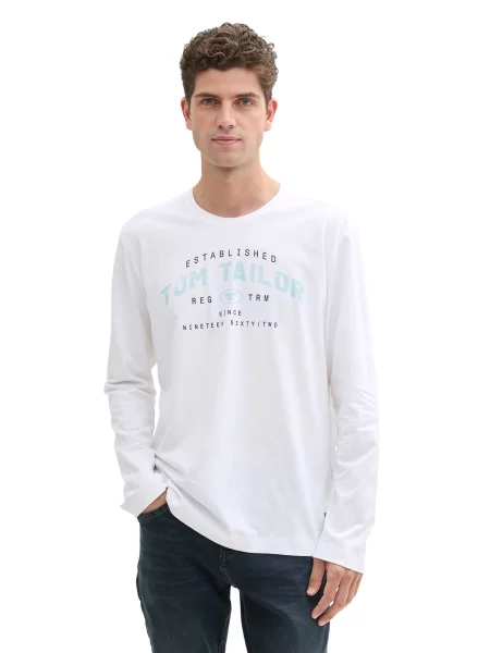 TOM TAILOR Tricou albastru pastel / negru alb