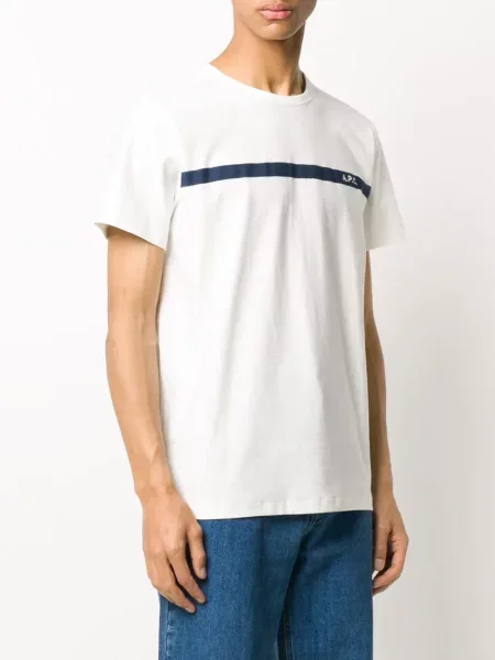 Tricou A.p.c. cu dungi cu autograf alb