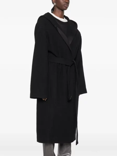 Cu centură palton Rick Owens cu glugă negru