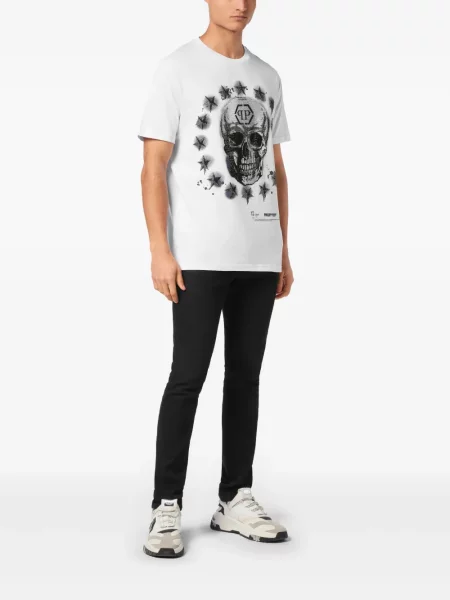 Tricou Philipp Plein cu imagine alb