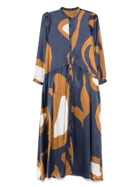 Rochie maxi Kiton cu imagine cu imprimeu abstract de costum albastru