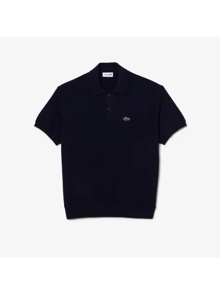 Lacoste Koszulka Polo Z Organicznej Bawełny Z Kołnierzykiem granatowa