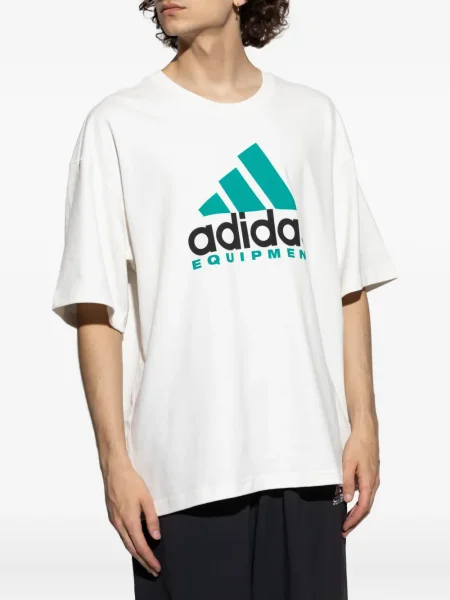 Tricou Adidas cu dungi cu imagine alb