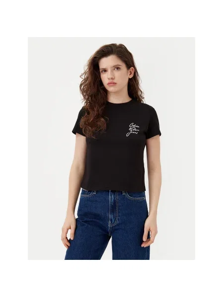 Calvin Klein Jeans Póló Script Institutional Slim Fit fekete