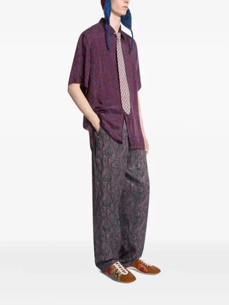 Pantaloni Dries Van Noten din jacard violet
