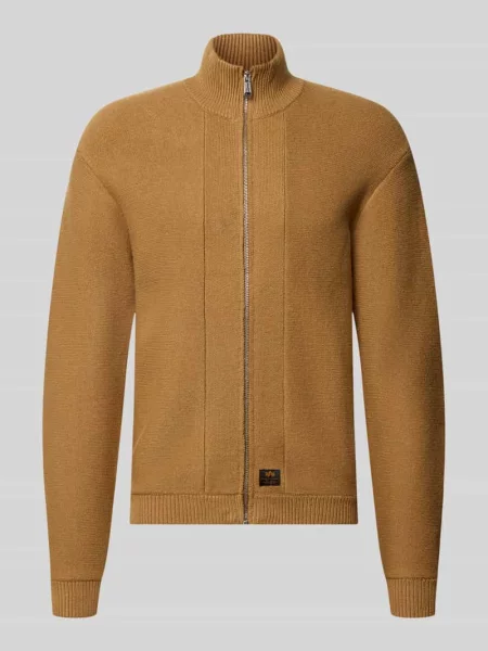 Kardigan z mieszanki z zamkiem błyskawicznym Alpha Industries żółty