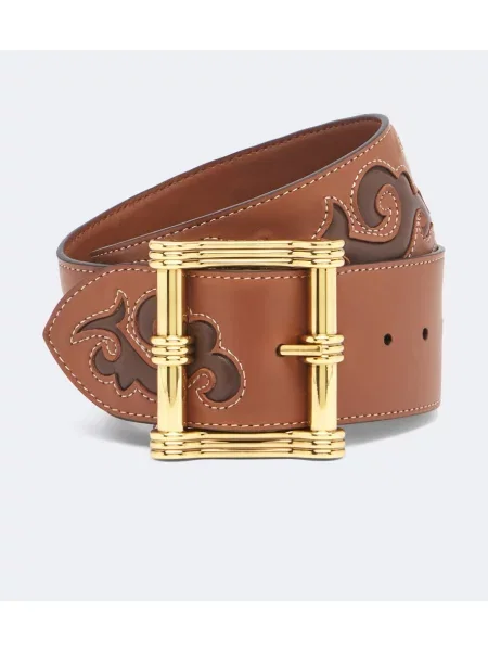 Curea Etro cu broderie din piele maro