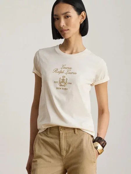 Lauren Ralph Lauren majica za žene od pamuka bež