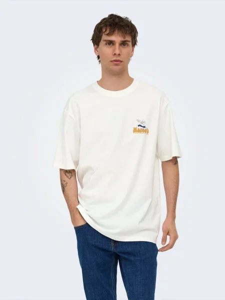 Only & Sons Tričko ONSFRED MARCOS tmavomodrá / žltá biela
