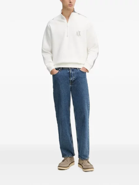 Pulover Armani Exchange cu broderie alb