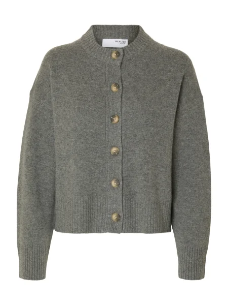 SELECTED Geacă tricotată SLFCILLE amestecat gri