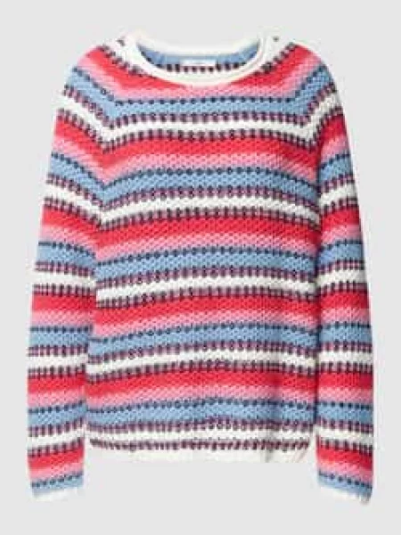 Sweter z dzianiny z detalem z logo model ‘STYLE.LESLEY’ Brax różowy