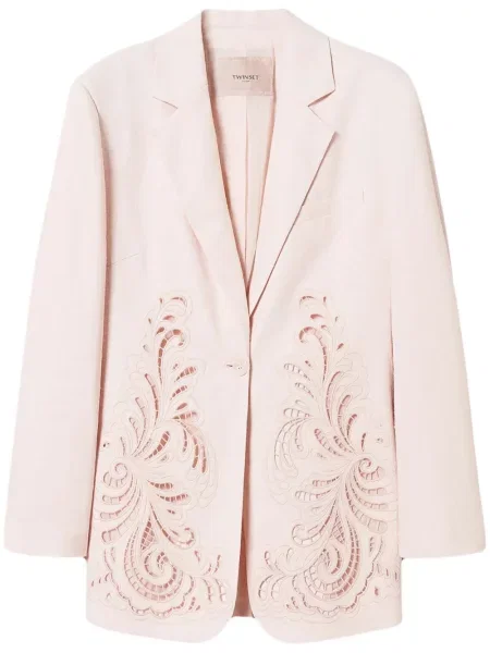 Sacou Twinset cu broderie roz