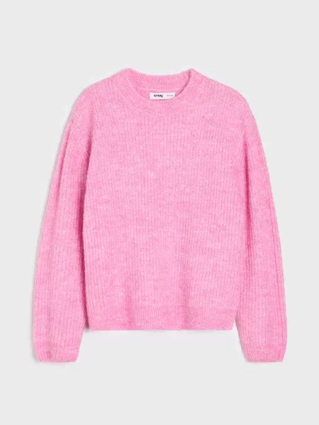 Sinsay Jednobarevný oversize svetr sytě růžová