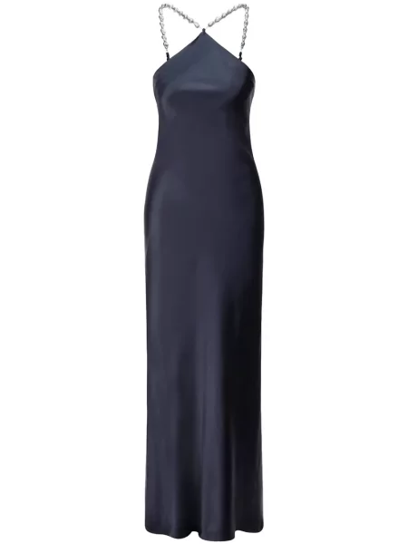 Rochie maxi Staud din satin de costum albastru