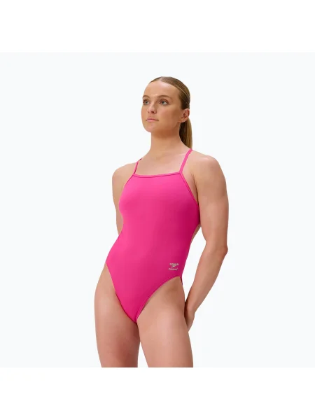 Costum de baie întreg pentru femei Speedo FL Solid V-Back flare roz