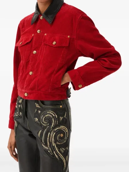 Geacă Versace de catifea cord roșu