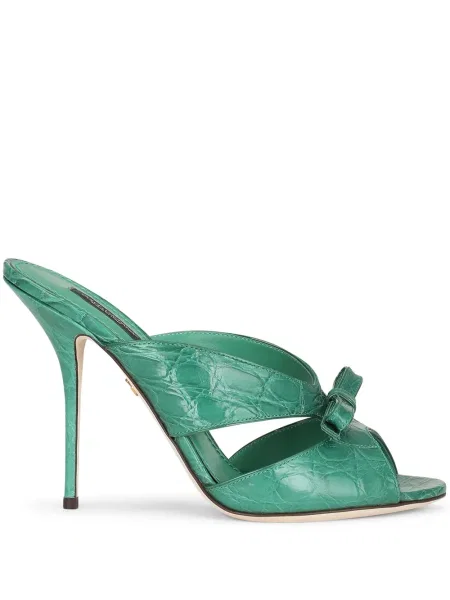 Sandale Dolce & Gabbana cu funde din piele verde