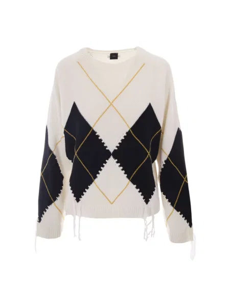 Sweter Pinko wełniany z wzorem argyle