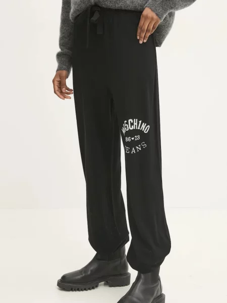 Moschino Jeans spodnie dresowe wełniane czarne