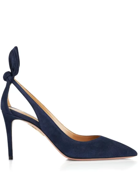 Pantofi cu toc Aquazzura cu funde albastru