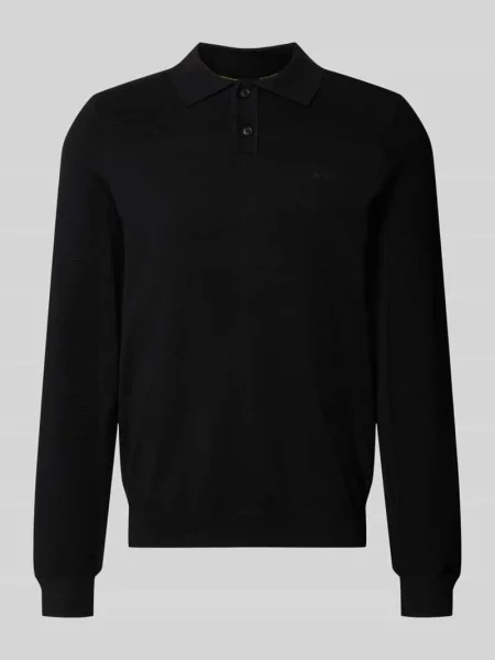 Koszulka polo o kroju relaxed fit z dodatkiem wełny model KN_Momentum-X PL' Boss Green czarna